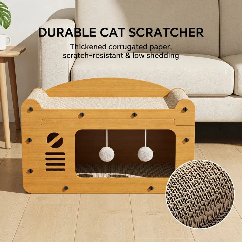 Double layer Nova Mart cat scratcher sofa with woven sisal surfaces and cozy plush cushions for feline scratching and lounging.