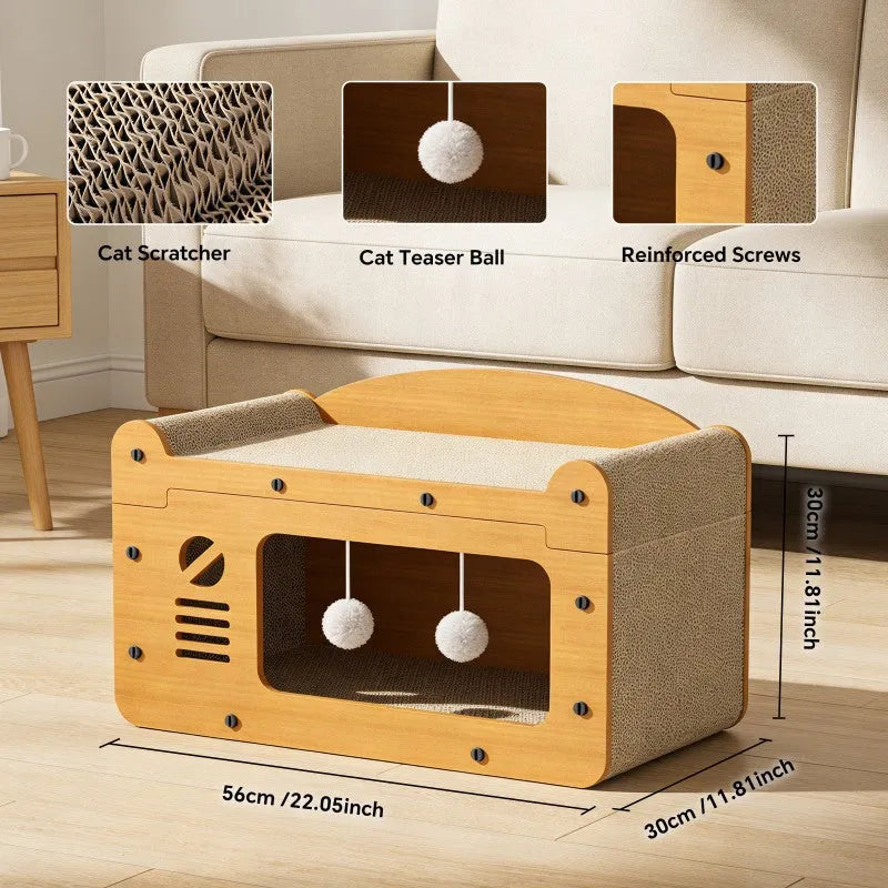 Double layer cat scratcher sofa by Nova Mart, 56cm upgraded pet care design with scratching surfaces and cozy lounging area.