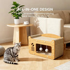Double layer Nova Mart cat scratcher sofa, 56cm upgraded pet care design with sisal scratching surfaces and cozy lounging areas.