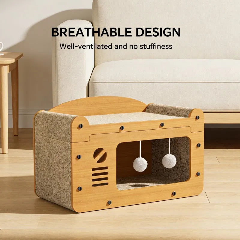 Double layer Nova Mart cat scratcher sofa with upgraded design, featuring sisal scratching surfaces and cozy lounging areas.
