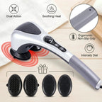 Dual-head Nova Mart electric massager with infrared heat and speed control, showing the device with adjustable settings.