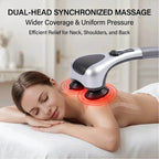 Dual-head electric massager with infrared heat and speed control from Nova Mart, showing the sleek device and control buttons.