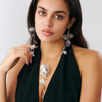 Gold leaf boho choker necklace with tassel pendant, featuring delicate jewelry design by Nova Mart.