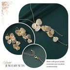 Gold leaf choker necklace with boho tassel pendant from Nova Mart, showcasing a delicate gold jewelry design.