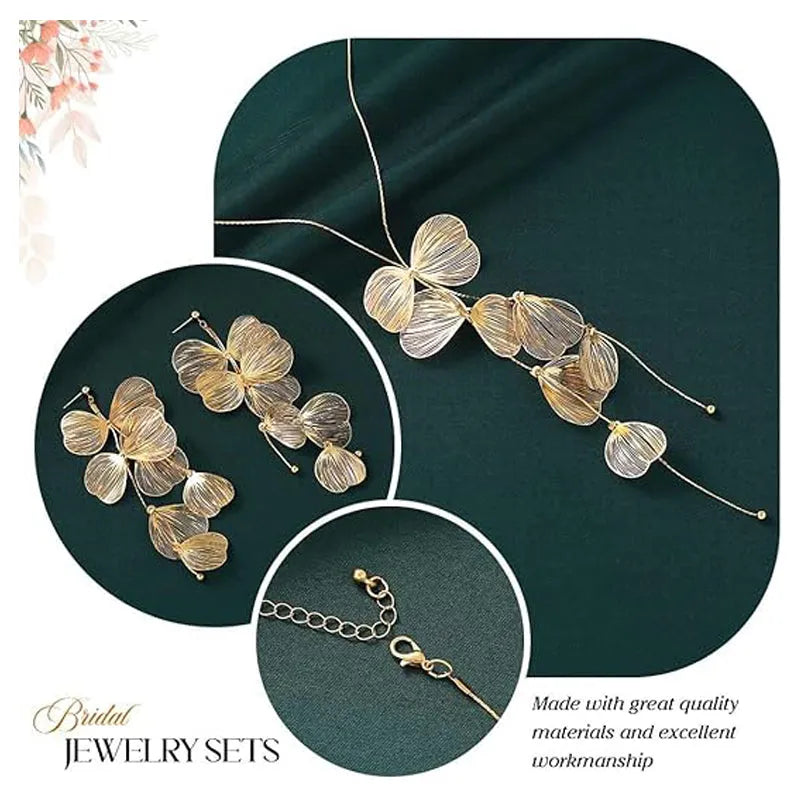 Gold leaf choker necklace with boho tassel pendant from Nova Mart, showcasing a delicate gold jewelry design.