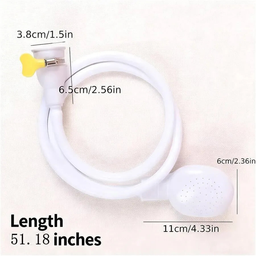 Nova Mart handheld faucet sprayer for hair wash and pet bath, with adjustable nozzle and ergonomic handle in a bathroom setting.