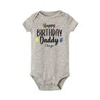 Baby bodysuit with "Happy Birthday Daddy" print, short sleeve summer romper for babies, by Nova Mart.