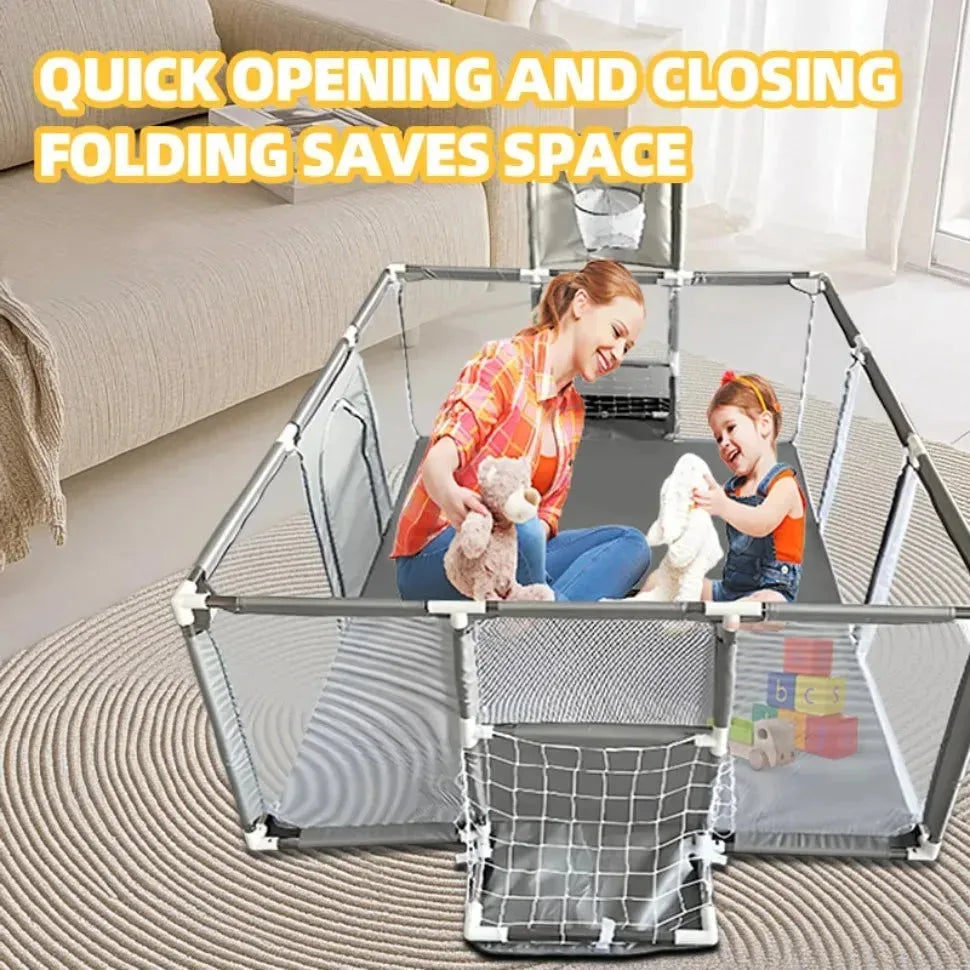 Large Nova Mart baby playpen with soft padding and ball pool for safe, fun play areas for kids.