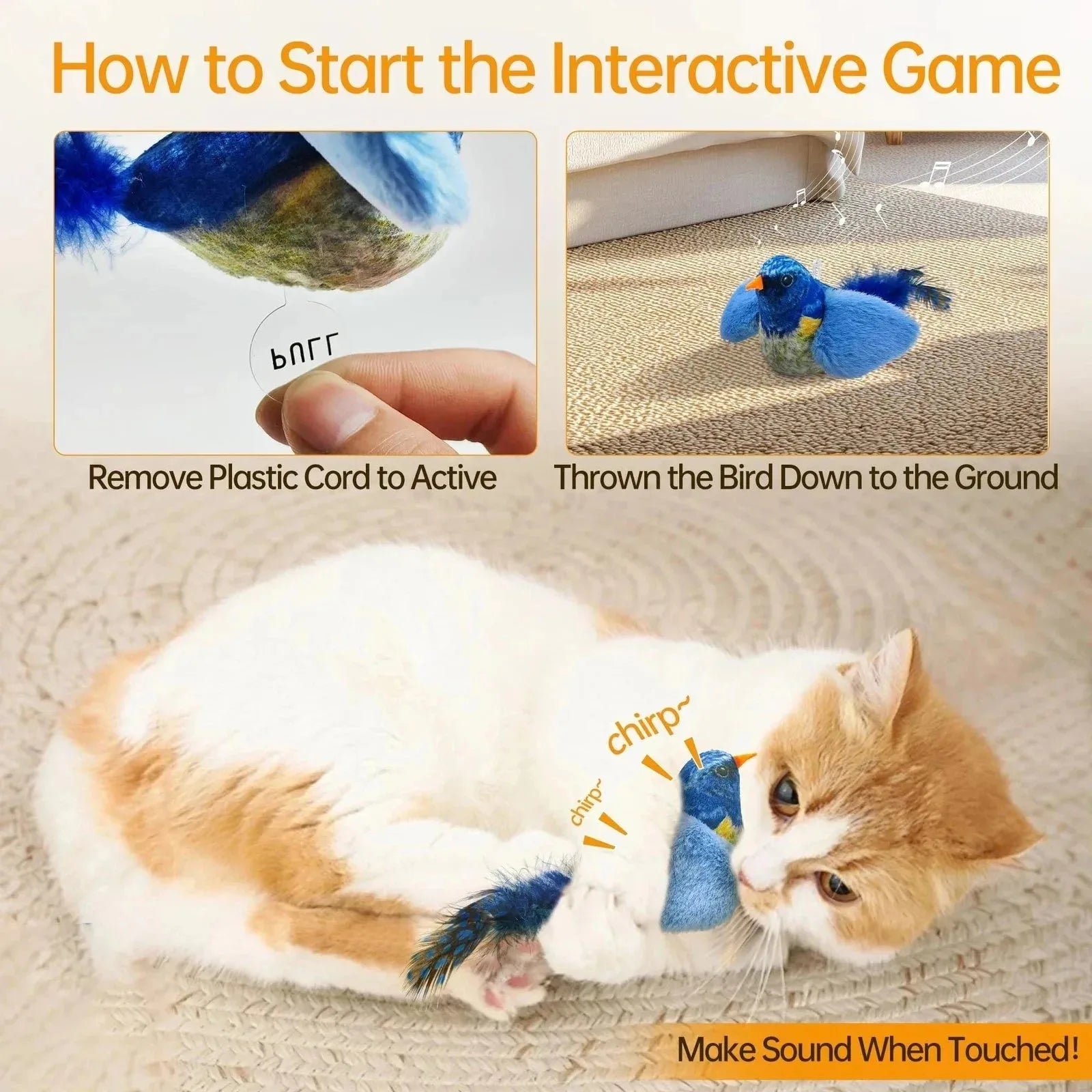 Interactive Chirping Bird Cat Toy – Feather - Image 5