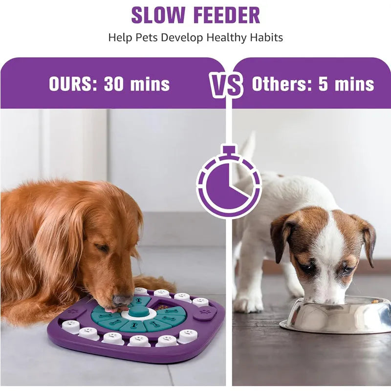 Nova Mart interactive dog puzzle toy for treat enrichment, suitable for all dog sizes, promotes mental stimulation and engagement.
