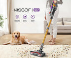 Nova Mart Kissof S17 Pro cordless vacuum cleaner with 550W motor, 55Kpa suction, and 60-minute runtime in black and silver.