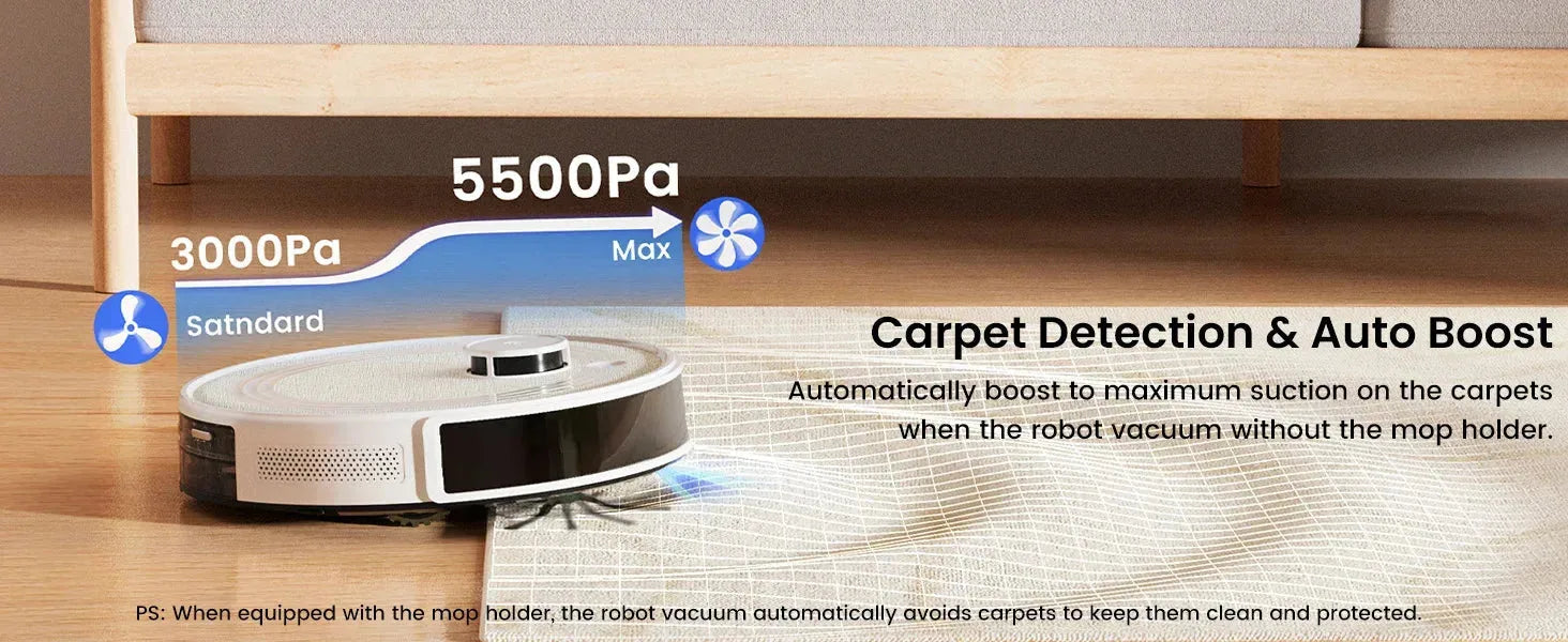 Lefant M2 Pro robot vacuum and mop from Nova Mart with 5500Pa suction and LiDAR navigation, shown on a hardwood floor.