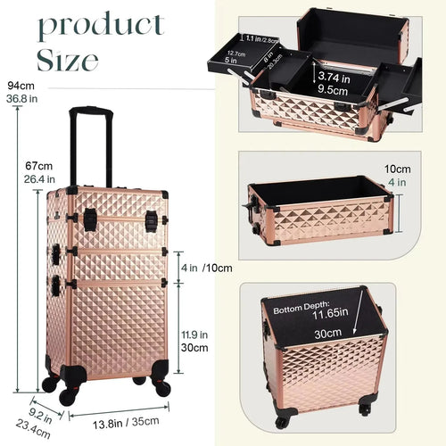 Maxulene 3-1 Rolling Makeup Trolley – 3-in-1 Removable Design