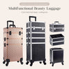 Maxulene 4-in-1 detachable makeup trolley case with wheels, black with multiple compartments, for professional makeup storage.