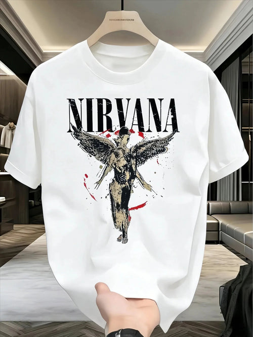 Men's Angel Nirvana Graphic T-Shirt – Oversized Relaxed Fit