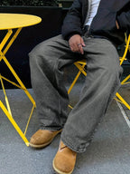 Men's casual jeans by Nova Mart featuring anime star patch design and front pockets, made for a stylish, relaxed look.