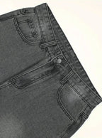 Men's casual jeans with anime star patch and pockets by Nova Mart, featuring a comfortable fit and stylish design.