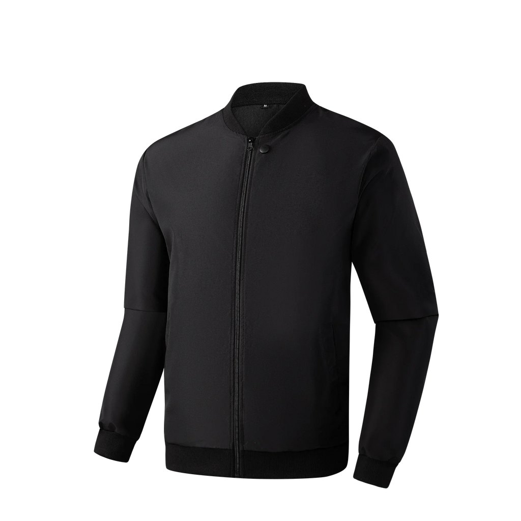 Men's Nova Mart loose solid color jacket with baseball collar, casual fit, lightweight design, shown in a front view.