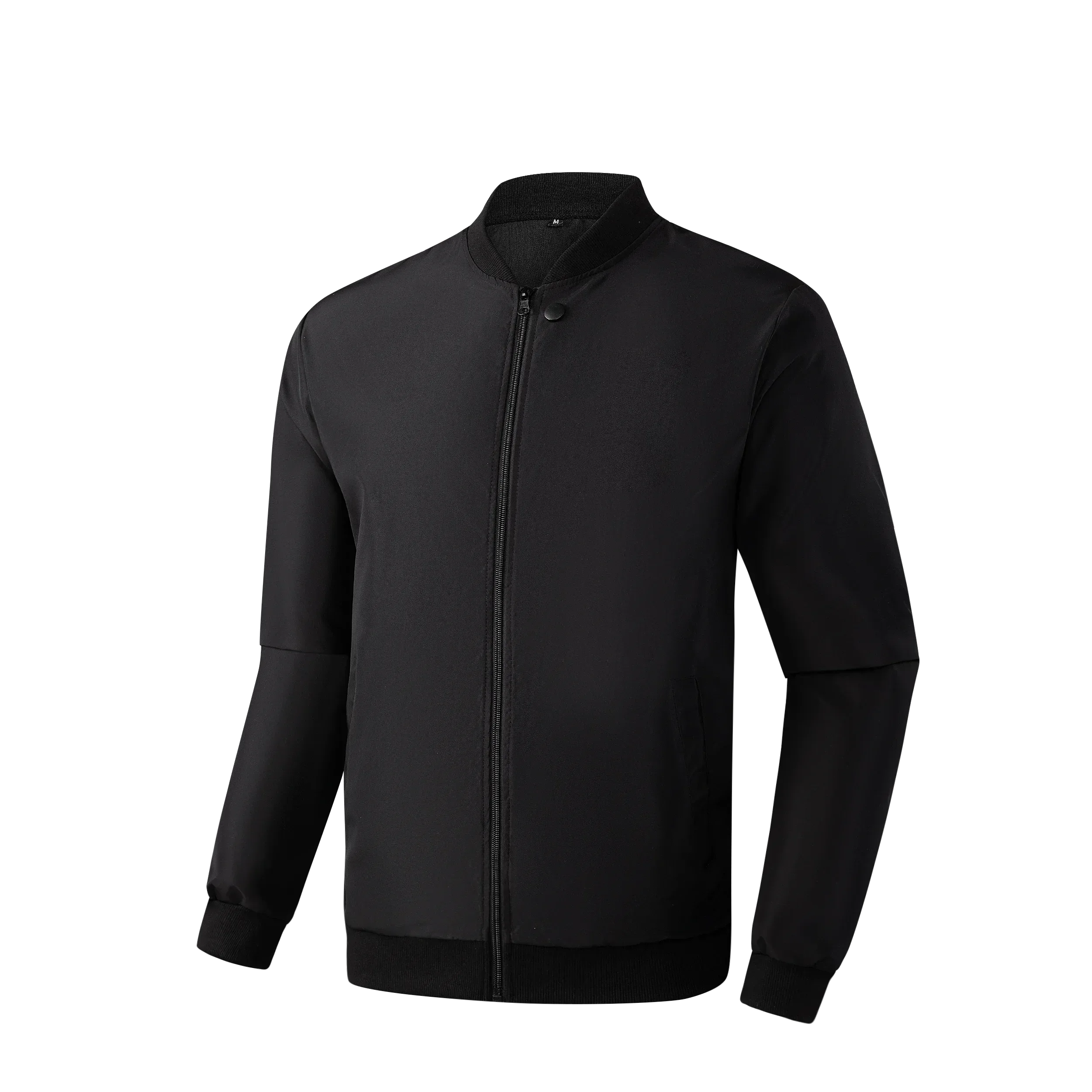 Men's Nova Mart loose solid color jacket with baseball collar, casual fit, lightweight design, shown in a front view.