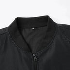 Men's loose solid color jacket with baseball collar by Nova Mart, shown in a stylish, casual design.