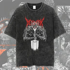 Men's Berserk anime graphic T-shirt in washed oversized streetwear style, featuring bold illustration on soft fabric.