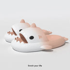 Men's gradient shark slippers from Nova Mart featuring non-slip soles, cozy design, and colorful shark pattern for bathroom or indoor wear.