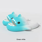 Men's gradient shark slippers by Nova Mart, non-slip bathroom shoes with colorful shark design and cushioned sole.