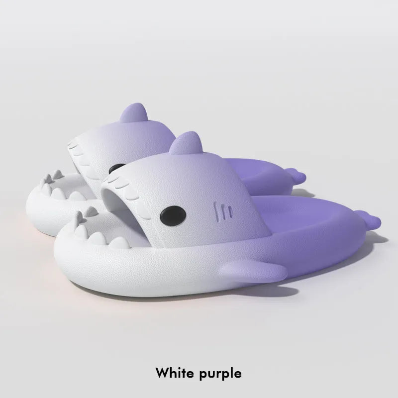 Men's gradient shark slippers from Nova Mart featuring non-slip soles, cozy bathroom shoes with a fun shark design.