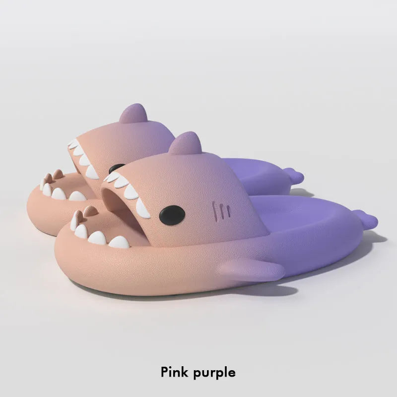 Men's gradient shark slippers from Nova Mart, non-slip bathroom shoes with colorful shark design and comfortable sole.