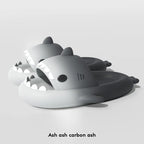 Men's gradient shark slippers by Nova Mart, non-slip bathroom shoes with colorful shark design and comfortable rubber soles.