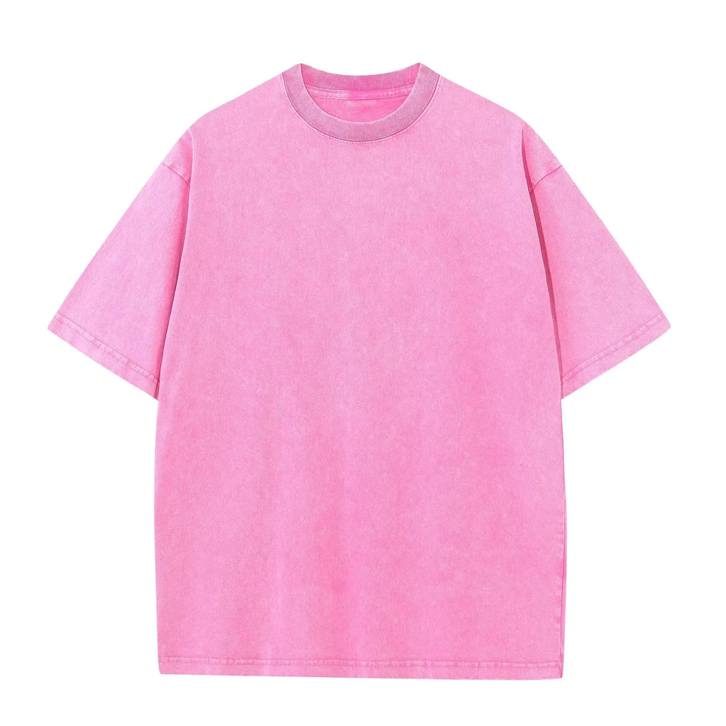 Men's oversized heavy cotton T-shirt by Nova Mart with vintage washed finish, streetwear style, displayed flat.