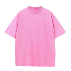 Men's oversized heavy cotton T-shirt by Nova Mart with vintage washed finish, streetwear style, displayed flat.
