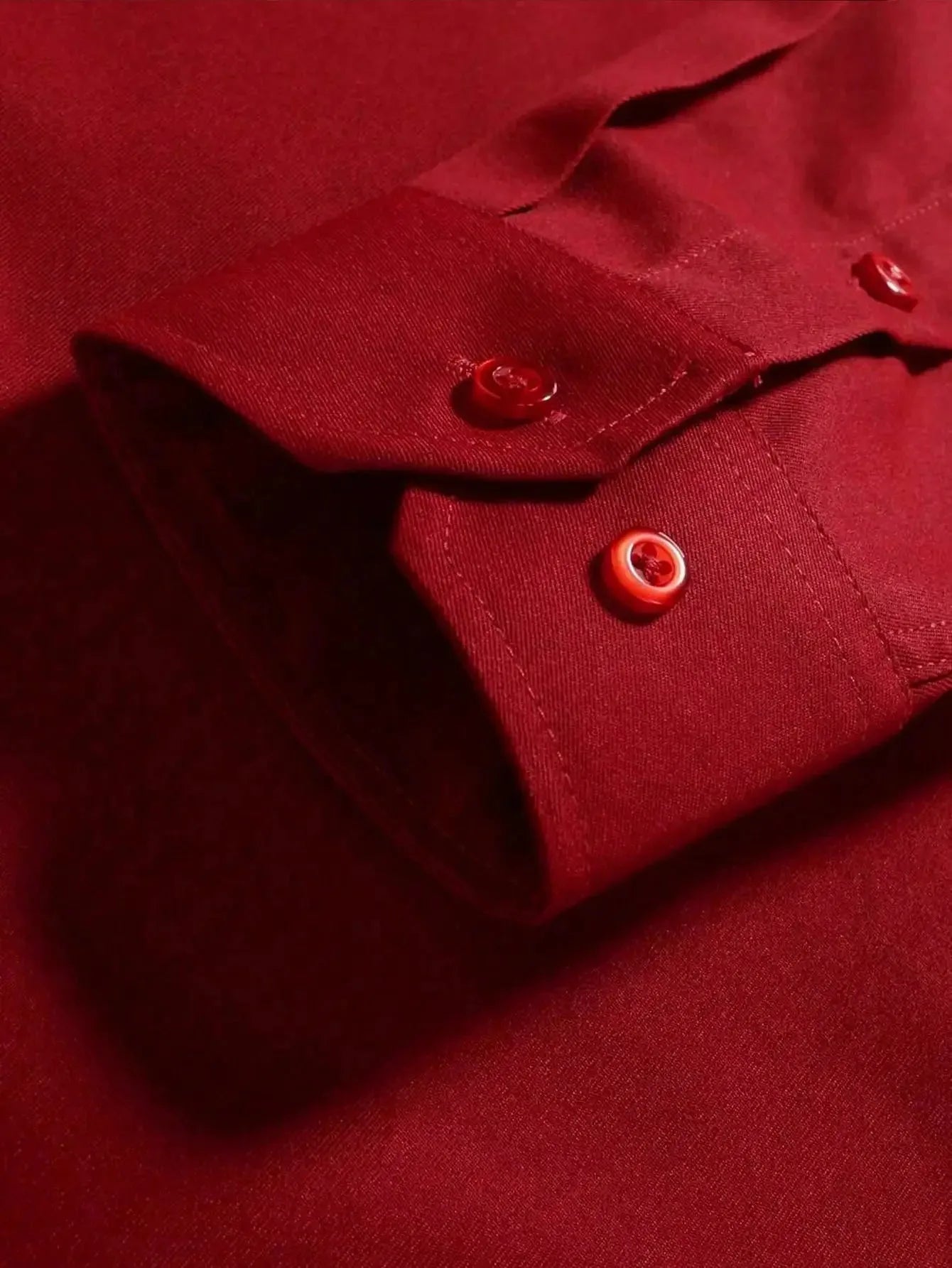 Men's red formal dress shirt with long sleeves from Nova Mart, neatly pressed and displayed on a hanger.