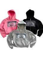 Men's vintage Y2K zip-up hoodie in grey from Nova Mart, showcasing a hip-hop street style design.