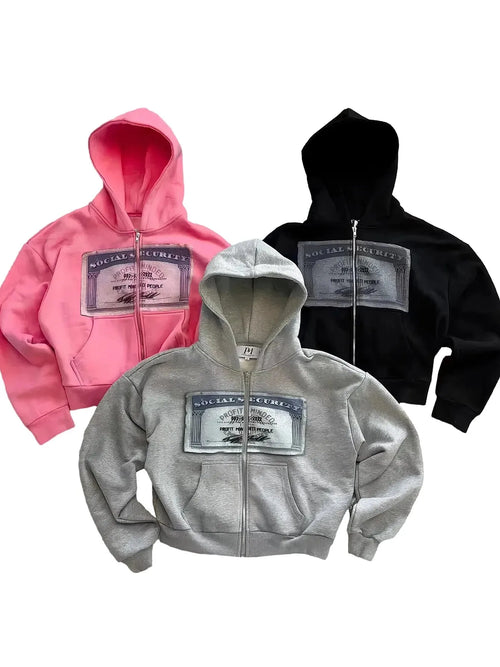 Men's Vintage Y2K Zip-Up Hoodie – Grey