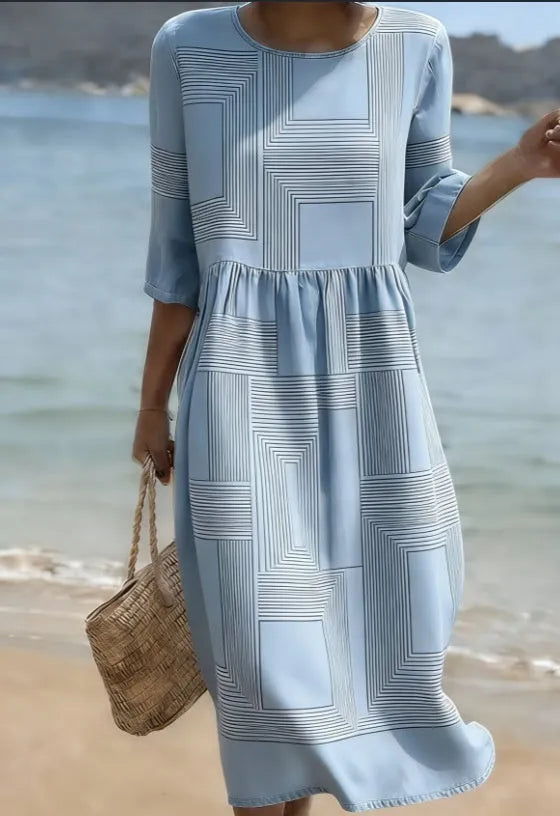 Floral art print casual resort dress by Nova Mart featuring a relaxed fit and vibrant floral pattern, perfect for summer wear.