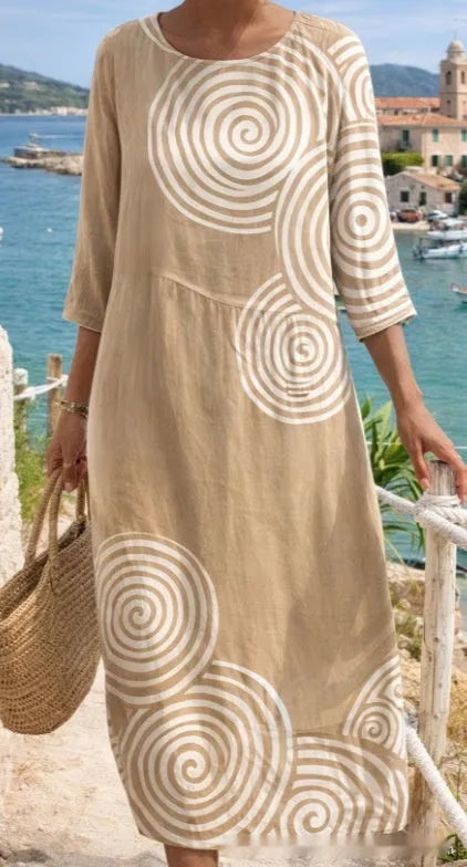 Floral art print casual resort dress by Nova Mart featuring a relaxed fit and vibrant floral pattern.