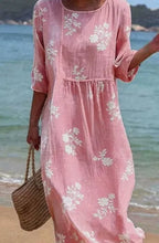 Floral art print casual resort dress by Nova Mart, lightweight fabric, with a relaxed fit and vibrant floral pattern.