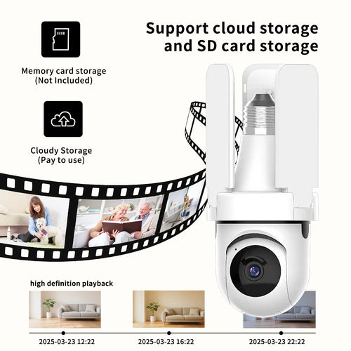 3-Leaf Fan Light Bulb Security Camera, 1080P HD WiFi Remote Monitor, Easy Installation No Wiring, Night Vision Motion Detection For Home & Shop