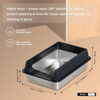 Large stainless steel litter box by Nova Mart with removable lid, semi-enclosed splash-proof design for big cats and pet care.