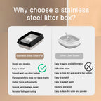 Large stainless steel pet litter box with removable lid, semi-enclosed splash-proof design, ideal for big cats from Nova Mart.