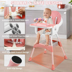 Portable Nova Mart convertible baby high chair with toy rack and double dinner plate, shown in a clean, functional design.