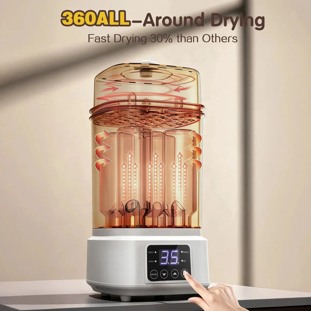 Nova Mart 8-in-1 baby bottle sterilizer and dryer, compact travel-friendly design with fast 30-minute drying cycle