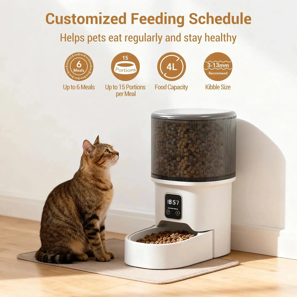 Programmable 4L Automatic Pet Feeder for Small Dogs Cats, Up to 6 Meals Daily, Timer/Portion Control, Pet Feeding Food Dispenser - Image 2