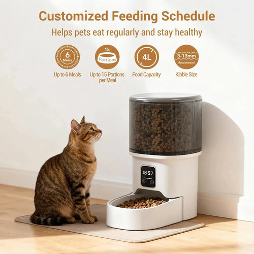 Programmable 4L Automatic Pet Feeder – Timer Control