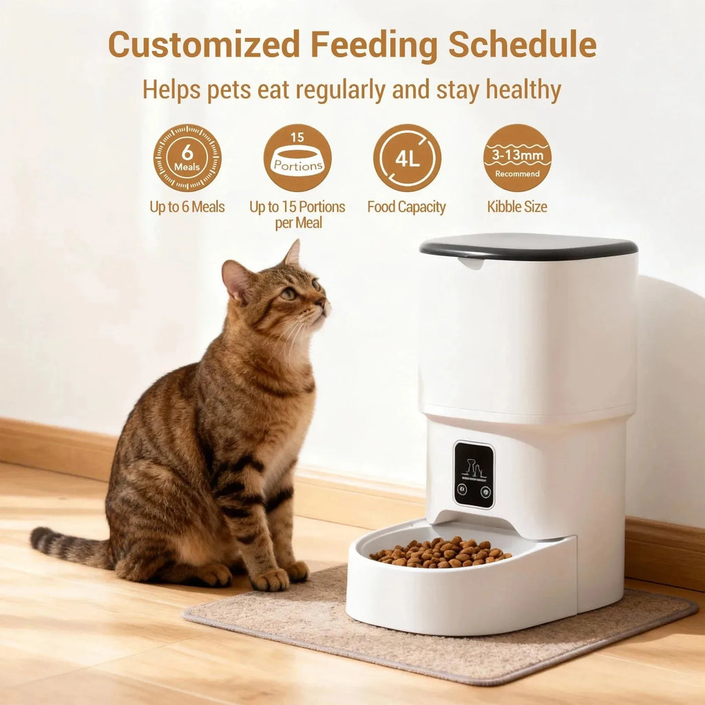 Programmable 4L Automatic Pet Feeder for Small Dogs Cats, Up to 6 Meals Daily, Timer/Portion Control, Pet Feeding Food Dispenser - Image 7