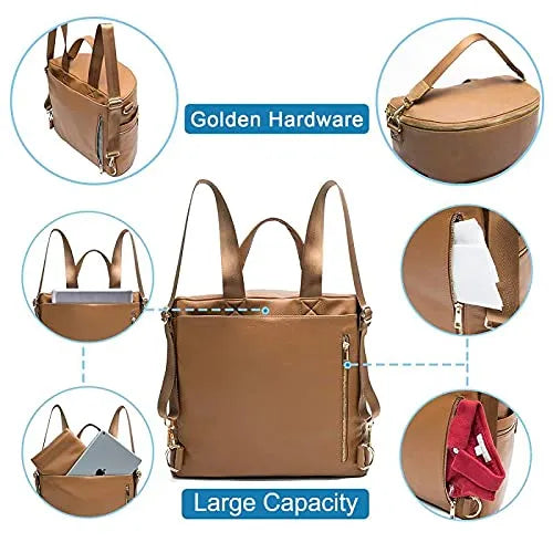 Nova Mart PU leather diaper backpack with changing pad and insulated pockets, designed for moms to carry baby essentials.