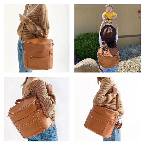 PU Leather Mommy Diaper Backpack – Changing Pad