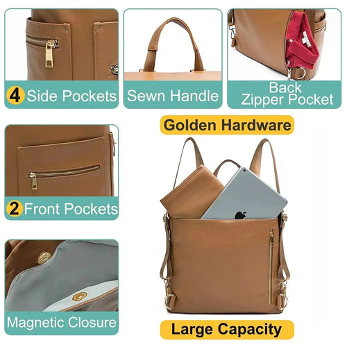 PU Leather Mommy Diaper Backpack – Changing Pad