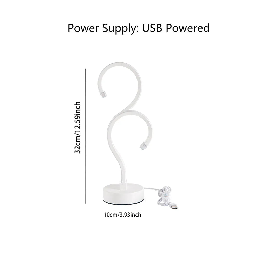 Question Mark LED desk lamp by Nova Mart with 3-color USB bedside light, featuring a playful question mark design and adjustable lighting.